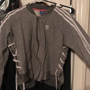 Unique adidas jacket with shoe lace sides